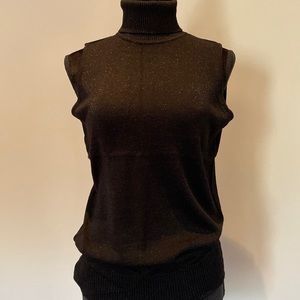 Black sleeveless top with silver metallic